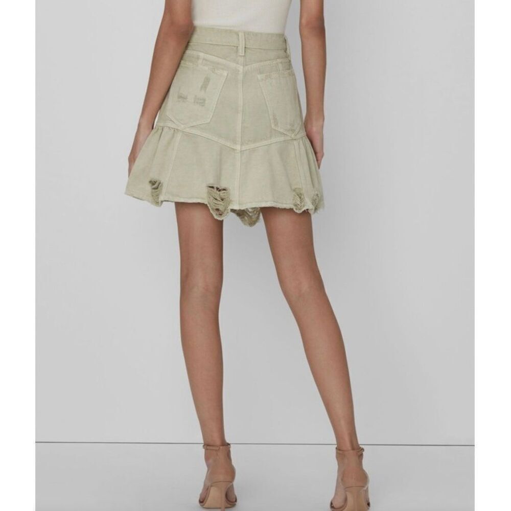 7 For All Mankind Peplum Distressed Denim Skirt in Soft Olive sz 30 NWT SOLD OUT - Picture 4 of 10
